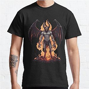 A Terrifying Demon with Wings and Horns Engulfed in Flames Classic T Shirt RB0712