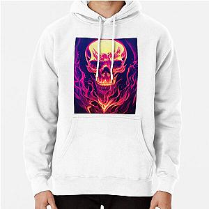 Halloween 2022 Collection: Skull in Flames Pullover Hoodie RB0712