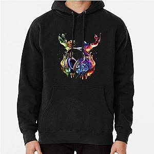 headphones in flames   Pullover Hoodie RB0712