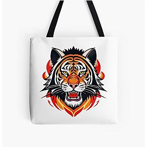 Tiger in Flames Design All Over Print Tote Bag RB0712