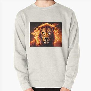 lion in flames Pullover Sweatshirt RB0712