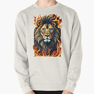 Lion head in flames Design Pullover Sweatshirt RB0712