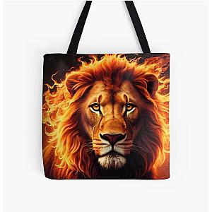 lion in flames All Over Print Tote Bag RB0712