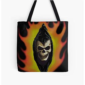 Reaper Head in Flames All Over Print Tote Bag RB0712