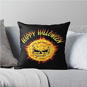 Happy Halloween In Flames   Happy Halloween In Flames Font Throw Pillow RB0712