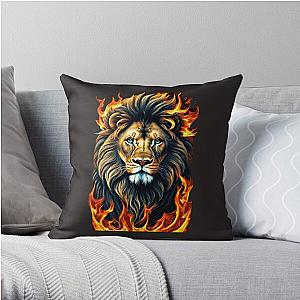 Lion head in flames Design Throw Pillow RB0712