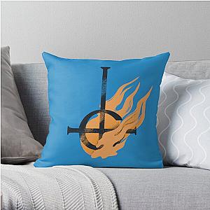 Ghost Grucifix in flames and blue Throw Pillow RB0712