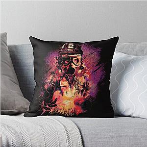 Firefighter in flames Throw Pillow RB0712