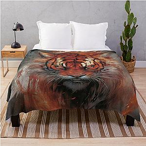 Tiger In Flames Throw Blanket RB0712