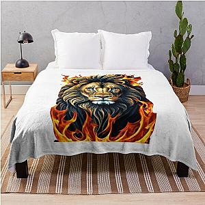 Lion head in flames Design Throw Blanket RB0712