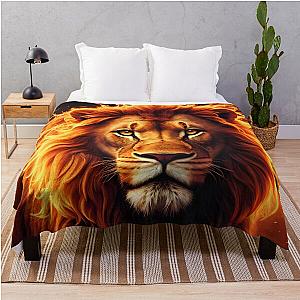 lion in flames Throw Blanket RB0712