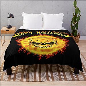 Happy Halloween In Flames   Happy Halloween In Flames Font Throw Blanket RB0712