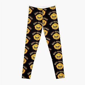 Happy Halloween In Flames   Happy Halloween In Flames Font Leggings RB0712