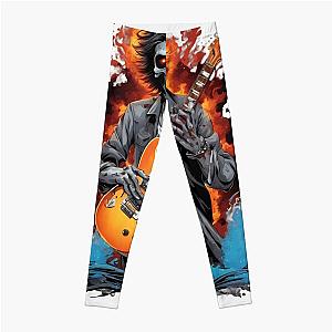 Ghostly Guitarist in Flames Leggings RB0712