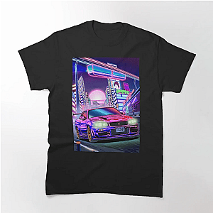 Initial D Shirt Nissan Skyline GT-R R34 Vaporwave Classic T-Shirt