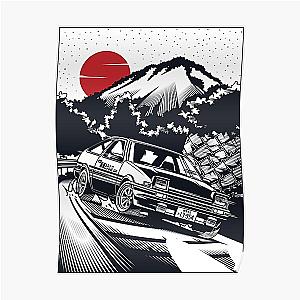 Initial D Takumi Fujiwara Hachiroku Downhill Attack! AE86 Trueno [Monochrome Edition] Poster RB2806