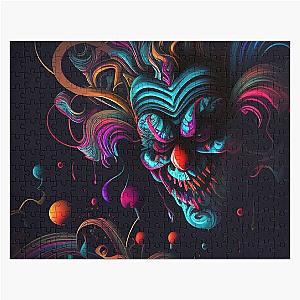 Neon - Abstract - Insane - Evil - Killer - Clown Design Jigsaw Puzzle