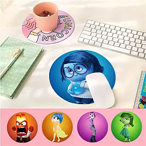 Disney Inside Out Joy Sadness Anger Fear Laptop Computer Round Mousepad