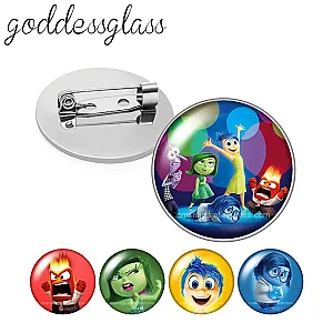 Disney Inside Out Joy Sadness Anger Photo Cabochon Brooch Pinback Button