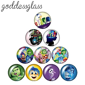 Disney Inside Out 10pcs Round Photo Glass Cabochon Flat Back Necklace Making Findings