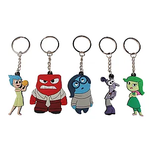 Inside Out Disney Anime Character Sadness Fear Joy Disgust Anger Doll Keychain