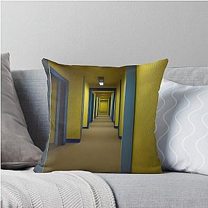 The Backrooms Liminal Space Doors and Yellow Wall Paper Throw Pillow
