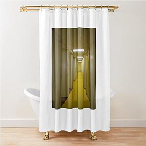 The Backrooms Liminal Space Doors and Yellow Wallpaper Shower Curtain