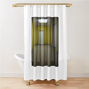 The Backrooms Liminal Space with Doors and Yellow Wallpaper Shower Curtain
