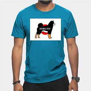 Inuyasha T-Shirts - shiba inu black and tan name silhouette on flag T-Shirt TP0704