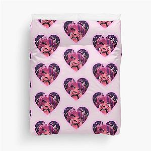 Ironmouse Cute Vtuber Girl with Neon Heart Frame and Devil Horns Duvet Cover
