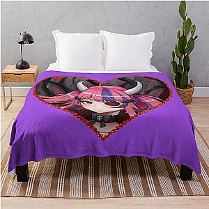 Ironmouse Cute Vtuber Girl with Horns in a Rose Floral Edge Heart Frame Throw Blanket