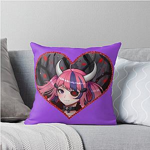 Ironmouse Cute Vtuber Girl with Horns in a Rose Floral Edge Heart Frame Throw Pillow