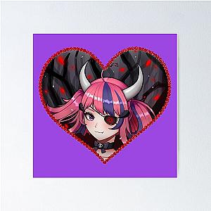Ironmouse Cute Vtuber Girl with Horns In a Rose Floral Edge Heart Poster