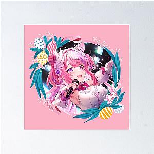 Ironmouse Cute Vtuber Girl Singing with Floral Garland Frame Poster