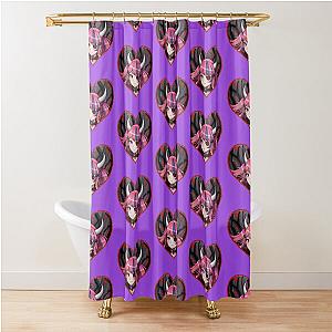 Ironmouse Cute Vtuber Girl with Horns In a Rose Floraled Shower Curtain