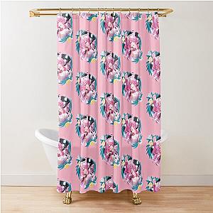 Ironmouse Cute Vtuber Girl Singing with Floral Garland Shower Curtain
