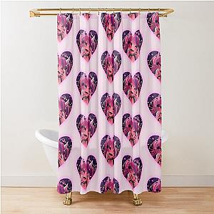 Ironmouse Cute Vtuber Girl with Neon Heart Frame and Devil Horns Shower Curtain