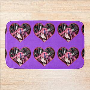 Ironmouse Cute Vtuber Girl with Horns in a Flowered HEart Frame Bath Mat