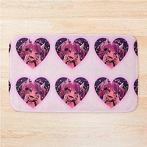 Ironmouse Cute Vtuber Girl with Neon Heart Frame and Devil Horns Bath Mat