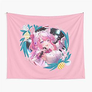 Ironmouse Cute Vtuber Girl Singing with Beautiful Floral Frame Tapestry
