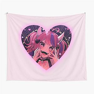 Ironmouse Cute Vtuber Girl Neon Heart with Devil Horns Tapestry