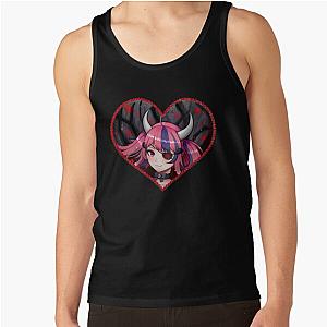 Ironmouse Cute Vtuber Girl with Horns in a Rose Floral Edge Heart Frame Tank Top