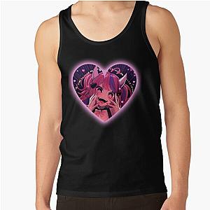 Ironmouse Cute Vtuber Girl with Neon Heart Frame and Devil Horns Tank Top
