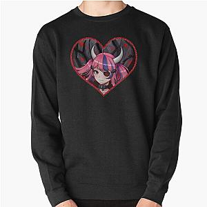 Ironmouse Cute Vtuber Girl with Horns in a Rose Floral Edge Heart Frame Pullover Sweatshirt