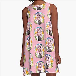 Ironmouse Cute Vtuber Girl with Beautiful Floral A-Line Dress