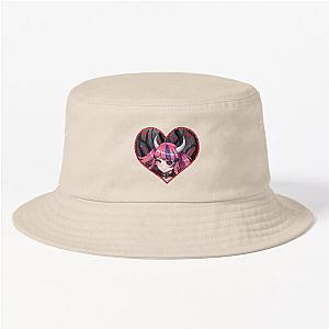 Ironmouse Cute Vtuber Girl with Horns in a Rose Floral Edge Heart Frame Bucket Hat