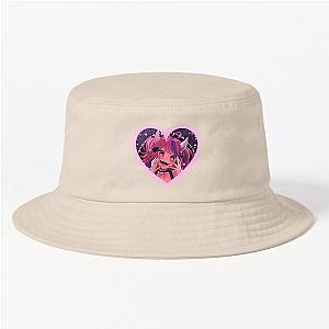Ironmouse Cute Vtuber Girl with Neon Heart Frame Devil Horns Bucket Hat