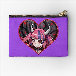 Ironmouse Cute Vtuber Girl with Horns in a Rose Floral Edge Heart Frame Pouch