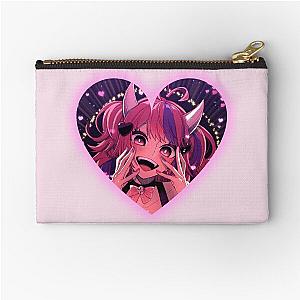 Ironmouse Cute Vtuber Girl with Neon Heart Frame and Devil Horns Zipper Pouch