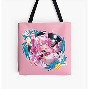 Ironmouse Cute Vtuber Girl Singing with Beautiful Floral Garland Frame Print Tote Bag